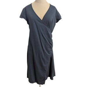 Prairie Underground Ruched Wrap Dress Lagenlook Organic Midi Boho Short Sleeve